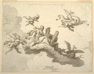 Disegno per un soffitto dipinto: Trionfo della mitezza e della forza