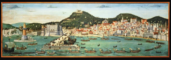 Tavola Strozzi raffigurante il lungomare di Napoli e il ritorno della flotta aragonese dalla battaglia di Ischia