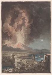 Eruzione del Vesuvio, vista dal Ponte della Maddalena a Napoli