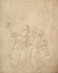 Figura Femminile Classica Diana o Venere con Due Bambini, ca. 1539-42