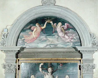 SS. Benedetto, Domenico e Sebastiano (dettaglio della lunetta)