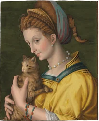 Ritratto di una giovane donna con un gatto