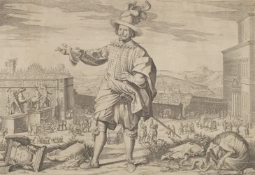 Ritratto di Ioannes Altus Johann Alten, della Guardia Svizzera, in piedi vicino al Quirinale