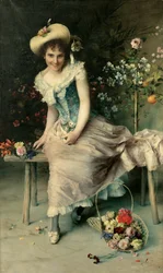 Bellezza su una panchina da giardino