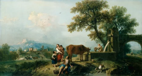 Scena pastorale con mandriani, c.1750