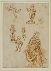 Sei bambini; la Vergine e il bambino ...