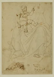 Gesù bambino sulle ginocchia della Vergine ...