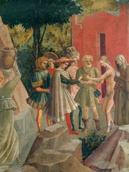 Saluzzo viene a prendere la sua futura sposa dai genitori (tempera su tavola)