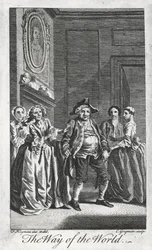 Scena da The Way of the World, di William Congreve (1670-1729), incisione di Charles Grignon da un disegno di Francis Hayman a Lincoln
