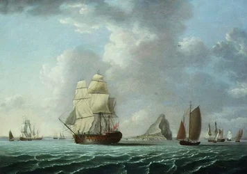 Nave da guerra britannica al largo di Gibilterra