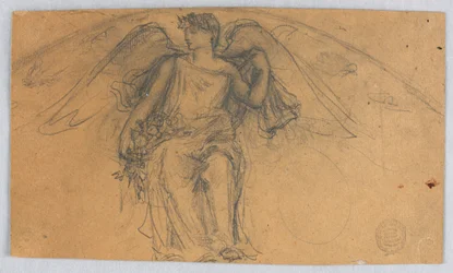 Schizzo di angelo con fiori