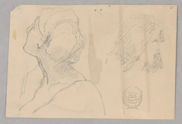 Due schizzi della testa di una donna