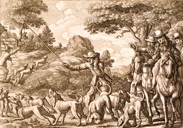Caccia alla lepre, inciso da Wenceslaus Hollar, 1671
