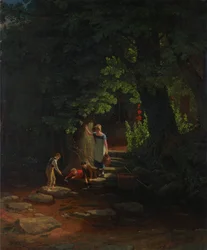 Bambini vicino a un ruscello