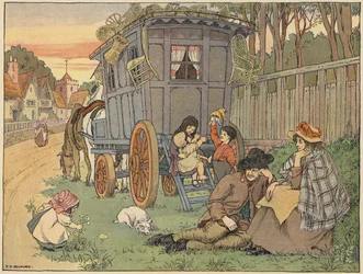 Libro dei negozi di Bedford: Fabbricanti di cesti (litografia a colori)