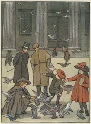Londra: The Museum Pigeons (litografia a colori)