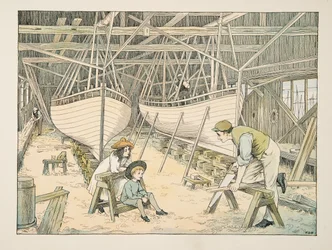 Il costruttore navale, da Four and Twenty Toilers, pub. 1900 (litografia a colori)