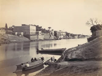 Sponde del Nilo al Cairo, ca. 1857, stampato 1870