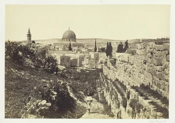 Mura della città e Moschea di Omar, Gerusalemme, 1857