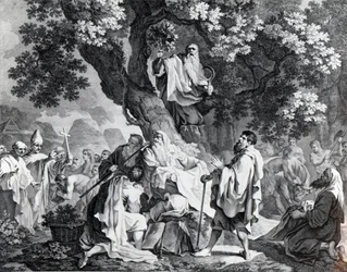 I druidi, o la conversione dei Britanni al cristianesimo, inciso da Simon Francois Ravenet, stampato nel 1778