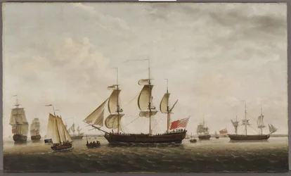 Le navi del capitano Cook, HMS Resolution e Adventure, nel Long Reach, 1772