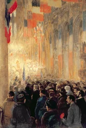 Funzione a Notre-Dame in ringraziamento per la vittoria dopo la Grande Guerra Internazionale