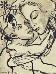 Trasparenza (Maternità), 1931-32 circa (carboncino, pennello e inchiostro di china su carta)