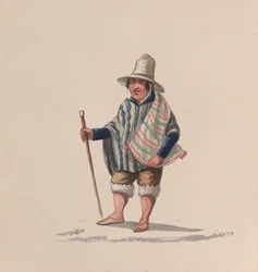 Un uomo peruviano, da un gruppo di disegni che raffigurano il costume peruviano, ca. 1848