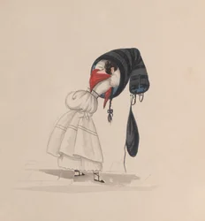 Una donna che indossa la sua saya, vista da dietro, da un gruppo di disegni che raffigurano..., ca. 1848