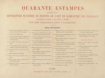 Foglio esplicativo, da La tauromachia (Terza Edizione)