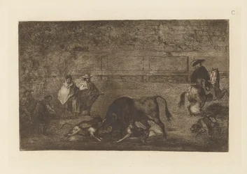 Les chiens laches sur le taureau (I cani liberati sul toro), Tavola C da La tauromaquia (terza edizione)