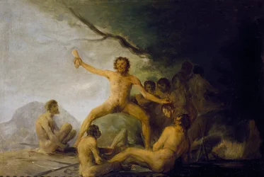 Cannibali che assaporano resti umani, 1800-08 circa (olio su tavola)