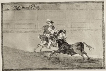 Un cavaliere spagnolo a cavallo nell