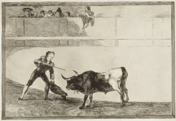 Pedro Romero uccide il toro fermato. 1816. (25,1 x 35,9 cm). Pedro Romero (1754-1839). Torero spagnolo. Tavola 30 de «L