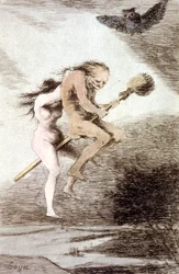 "Linda maestria" streghe su una scopa, c. 1802