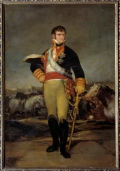 Ritratto del re Ferdinando VII (1784-1833) in uniforme militare in un campo