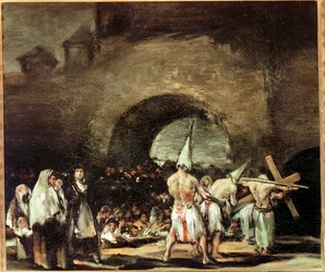 Processione di flagellanti presso un arco (dipinto su tela)