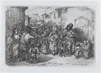 Tavola 3: un gruppo di musicisti di strada, dalla serie di costumi e passatempi degli spagnoli, 1850