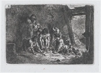Gruppo di figure che giocano, dalla serie di costumi, 1850