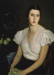 Senza titolo (ritratto di signora con libro in mano)