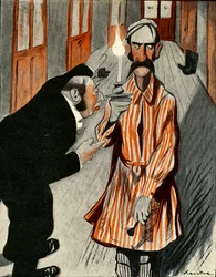 Un inglese burbero assistito da un membro dello staff in un hotel francese, 1903