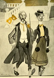 Una coppia inglese in Francia derisa per il loro strano senso della moda, 1903