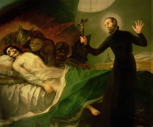 San Francesco Borgia (1510-72) che aiuta un morente impenitente, 1795