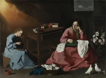Cristo e la Vergine nella casa di Nazareth, c.1640
