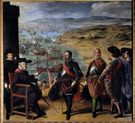 La difesa di Cadice (Cadice, Spagna) contro gli inglesi. Il personaggio seduto è Fernando Giron, governatore della città