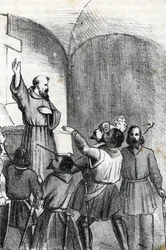 Quarta guerra Venezia-Ottomana: la Chiesa chiama a battere i musulmani alla vigilia della Battaglia di Lepanto, battaglia navale che si svolse il 7 ottobre 1571 nel Golfo di Patrasso, Grecia