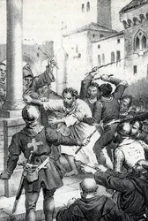 Penitenza di Raimondo VI, conte di Tolosa - Il 22/06/1209 Raimondo VI Conte di Tolosa, scomunicato da Papa Innocenzo III per non aver perseguito i Catari, accusato di essere l