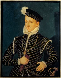 Ritratto di Carlo IX (1550 - 1574) Re di Francia. Dipinto attribuito a François Clouet (1515-1572)