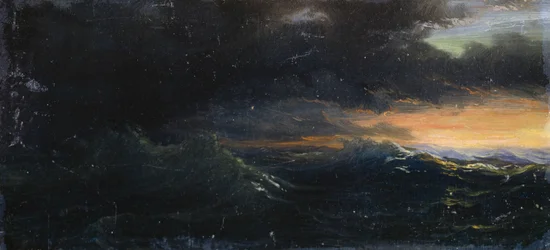 Tramonto su mare tempestoso