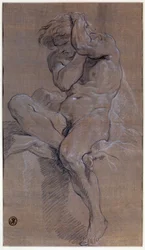 Accademia di uomo nudo seduto